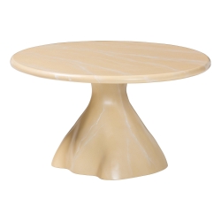 bali & pari Aponi Marbled Resin Coffee Table - Sculptural Center Table with Round Top and Pedestal Base, Modern Contemporary Statement Furniture, Cream
